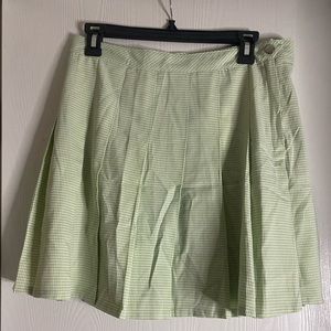 Elodie, Green, Check printed pleated skirt, Large